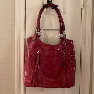 Red snake skin shoulder bag